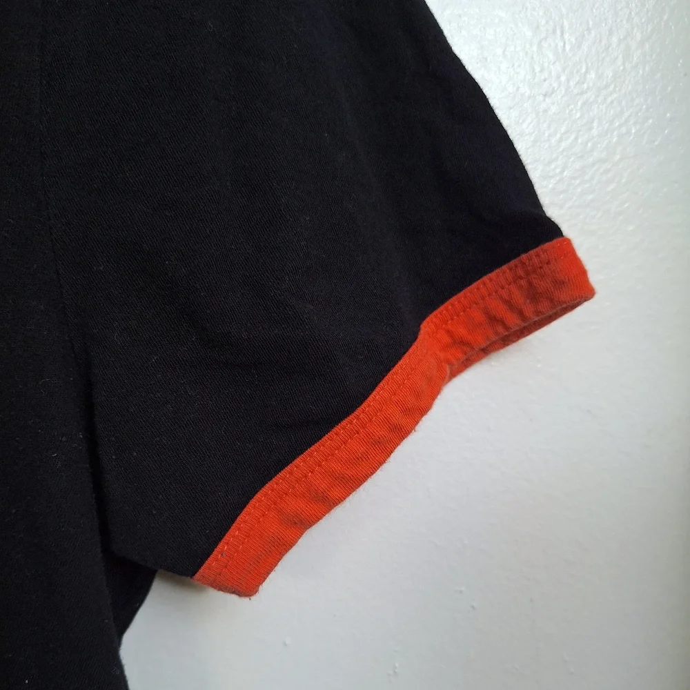 Vans Black Ringer T-Shirt with Orange Trim Logo Graphic Fitted Size Large Unisex - Picture 5 of 9